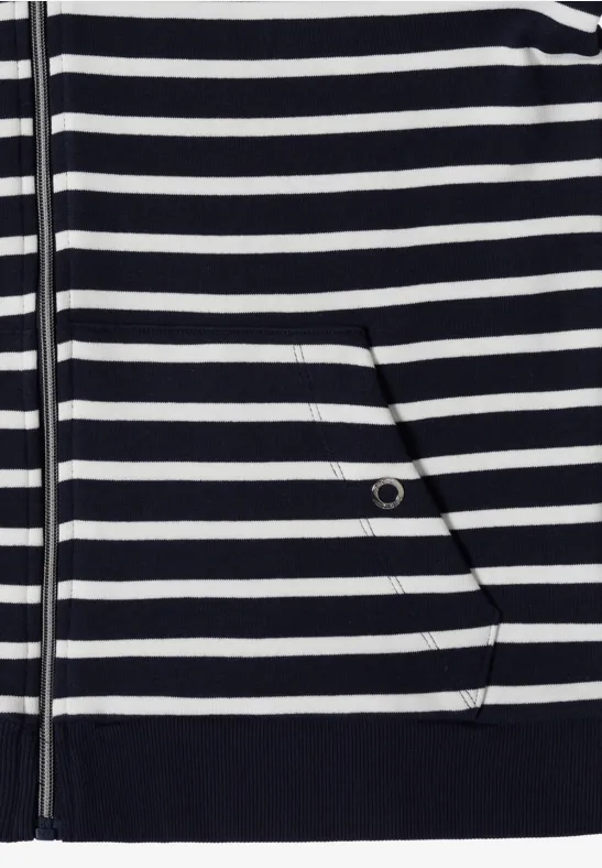 Gestreifter Struktur-Zip-Hoodie
