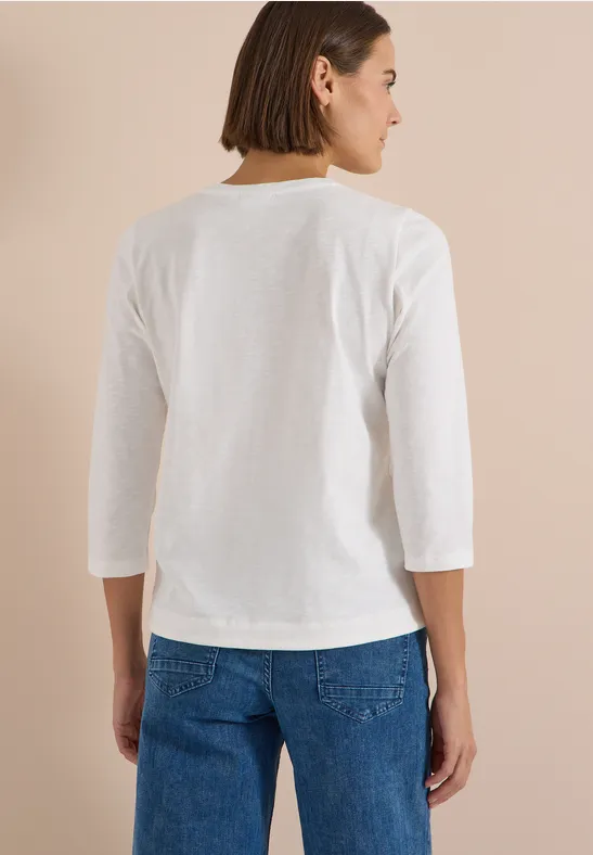 Einfarbiges 3/4-Arm Jersey Shirt