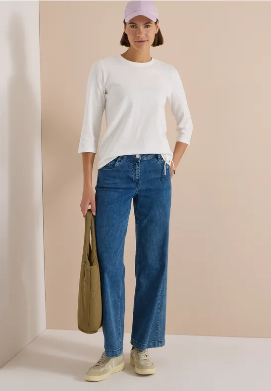 Einfarbiges 3/4-Arm Jersey Shirt