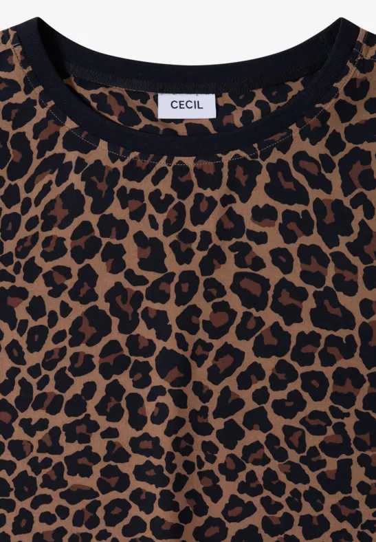 Kurzarm-Blusenshirt mit Leopardenmuster