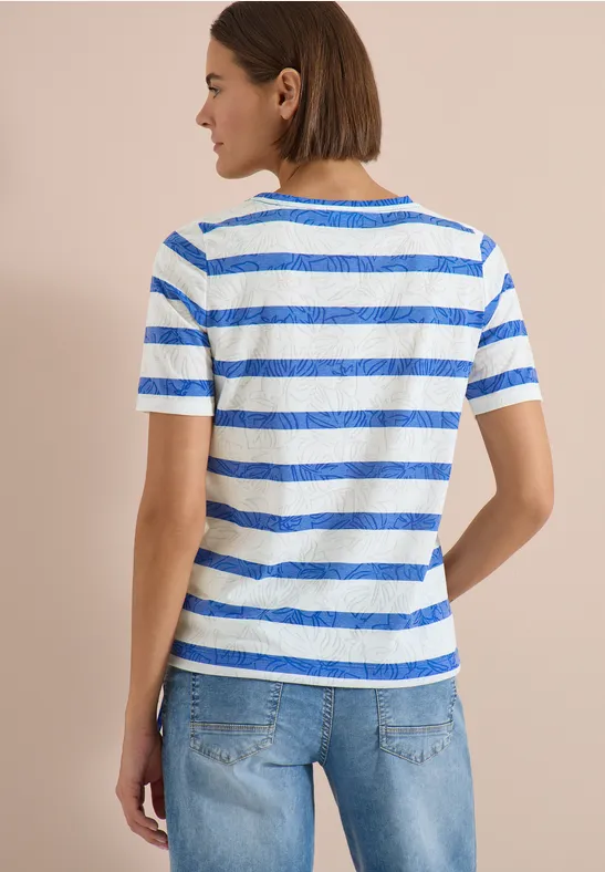 Gestreiftes Ausbrenner-T-Shirt mit Tunnelzug