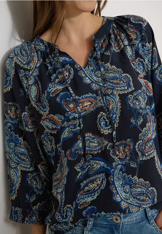 Paisley-Tunika mit Split-Neck