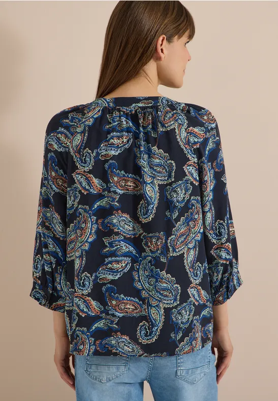Paisley-Tunika mit Split-Neck