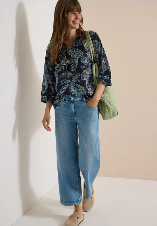 Paisley-Tunika mit Split-Neck