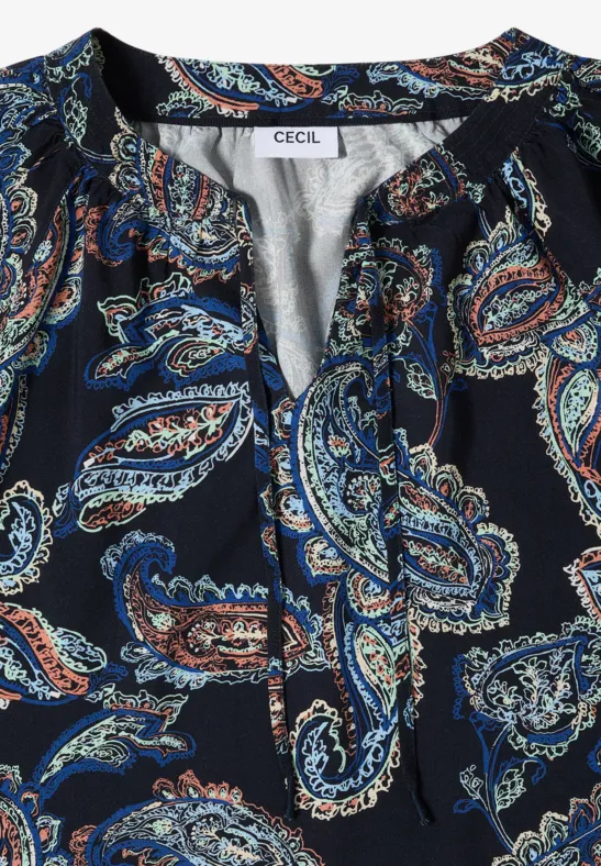 Paisley-Tunika mit Split-Neck