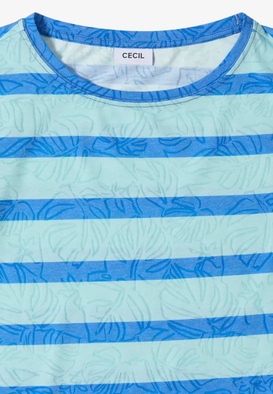 Gestreiftes Ausbrenner-Shirt mit Blumenmuster