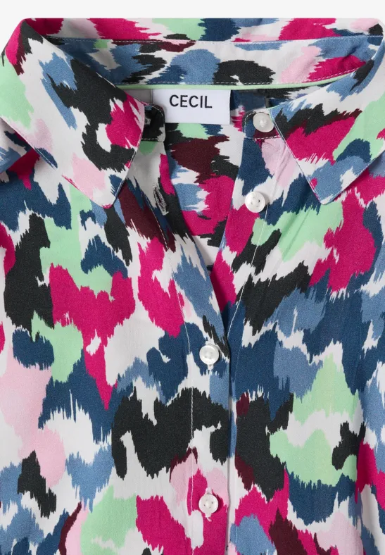 Kurzarm-Blusenshirt mit abstraktem Print