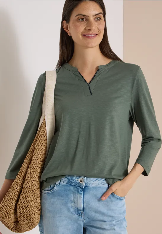 Lässiges Jersey-Top mit Split-Neck