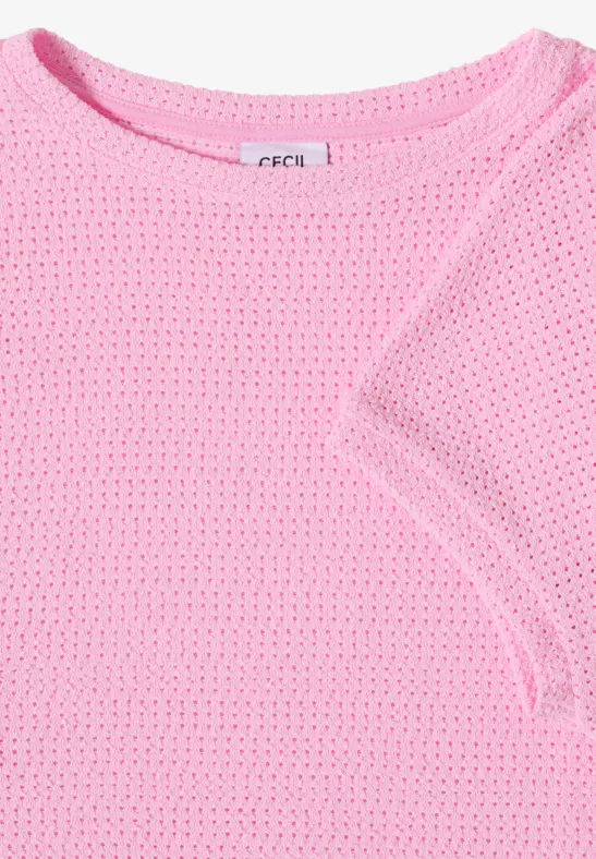 Strukturiertes Ajour-Strickshirt mit U-Boot-Ausschnitt