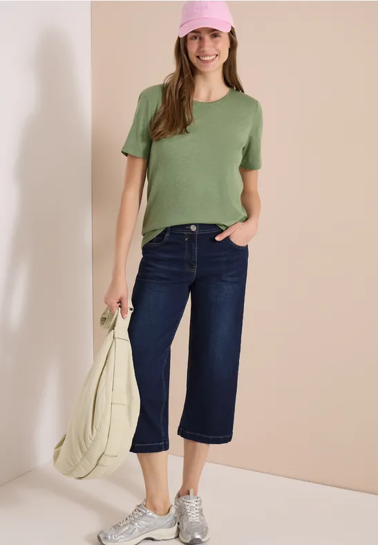 Loose Fit 3/4-Jeans mit weitem Bein