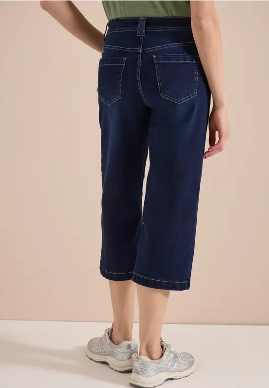 Loose Fit 3/4-Jeans mit weitem Bein