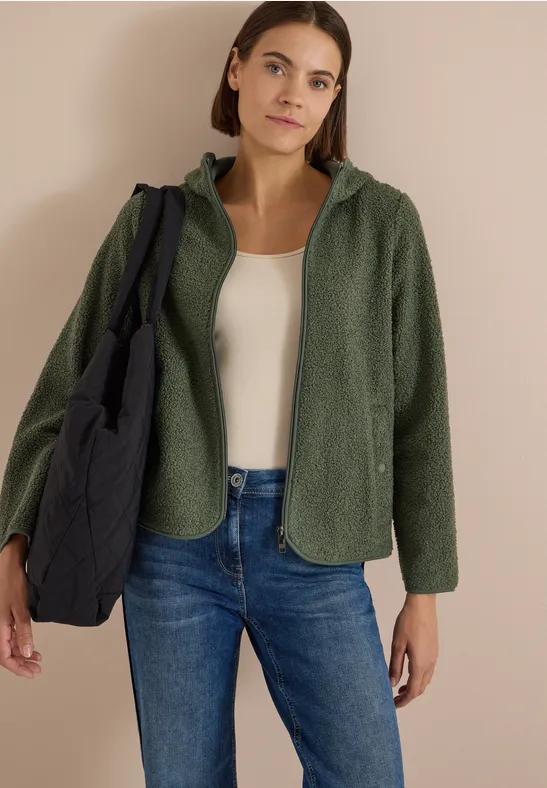 Kuschelige Teddy-Fleecejacke mit Kapuze