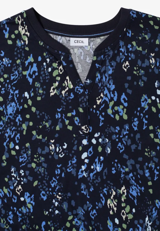 Gemustertes Tunika-Shirt mit Schlitz-Ausschnitt