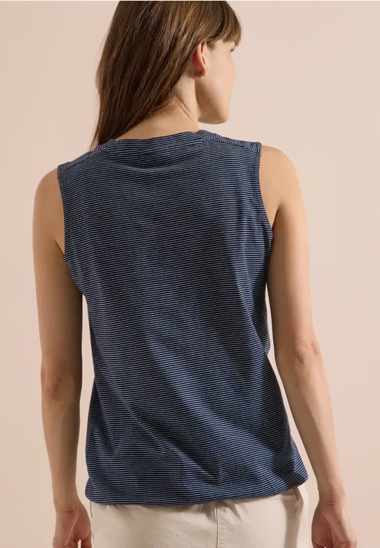 Gestreiftes Ärmelloses V-Neck Top