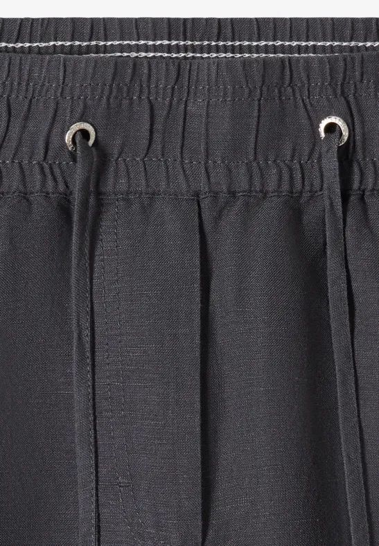 Weite Leinenmix-Hose mit Kordelzug