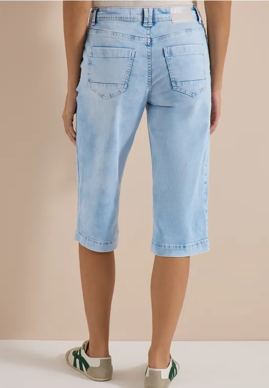 Weit geschnittene High-Waist Capri-Jeans