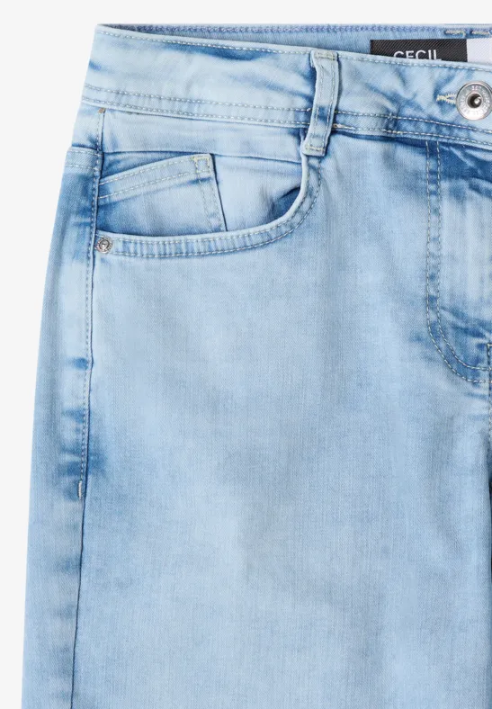 Weit geschnittene High-Waist Capri-Jeans