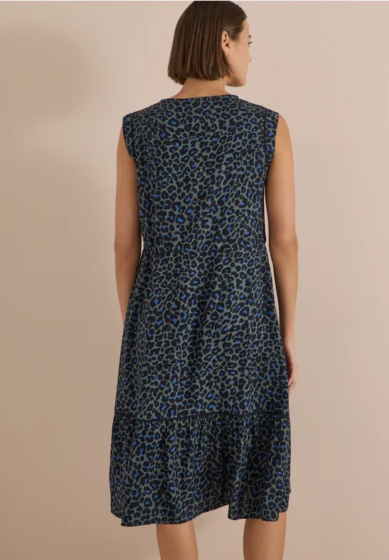 Midi-Kleid mit Leoprint und Tunnelzug