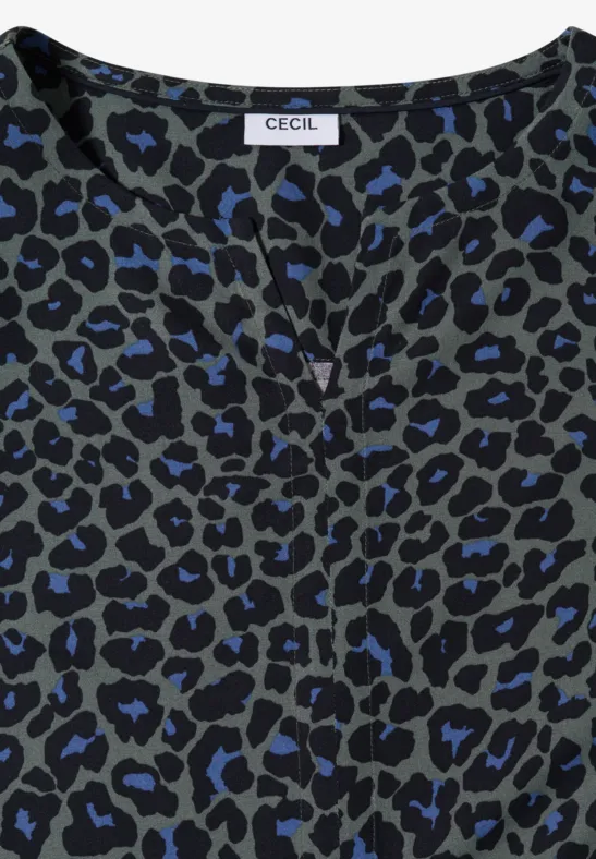 Midi-Kleid mit Leoprint und Tunnelzug