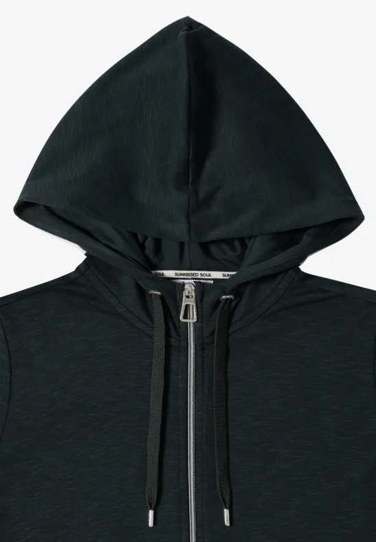 Kurzarm-Kapuzenjacke mit Reißverschluss