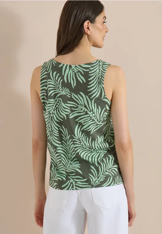 Zweifarbiges Top mit Split Neck