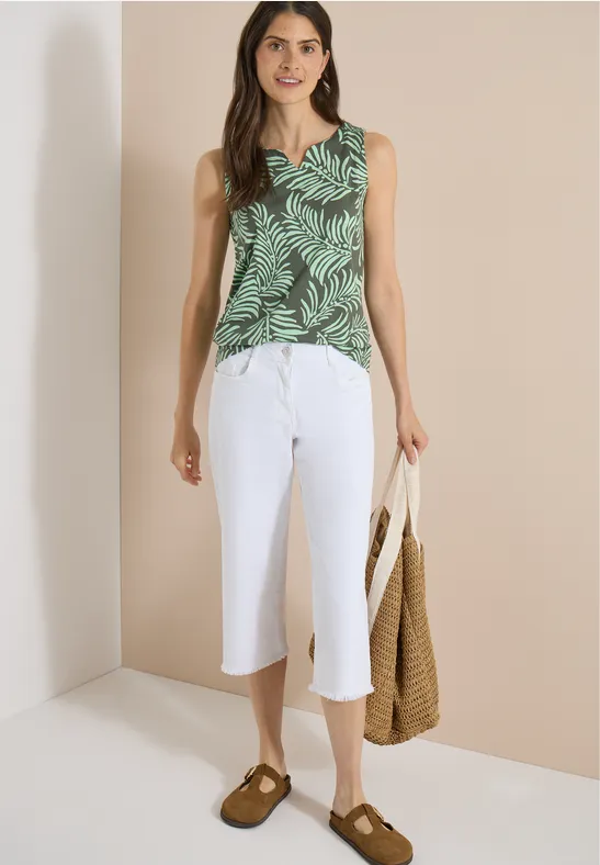 Zweifarbiges Top mit Split Neck