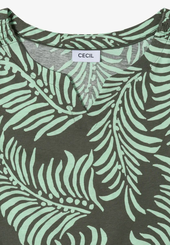 Zweifarbiges Top mit Split Neck
