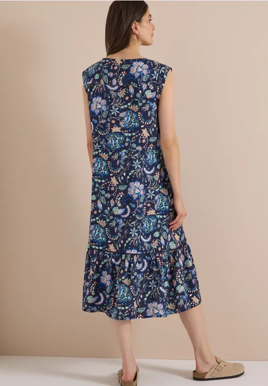 Geblümtes Midikleid mit Split-Neck