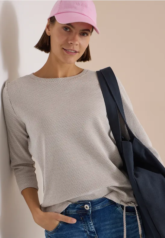 Strukturiertes 3/4-Arm Top mit Tunnelzug