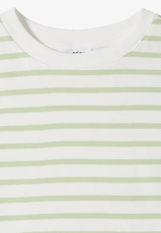Gestreiftes Baumwoll-Sweatshirt mit 3/4-Arm