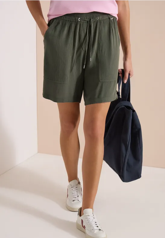 Weite Struktur-Shorts mit hohem Bund