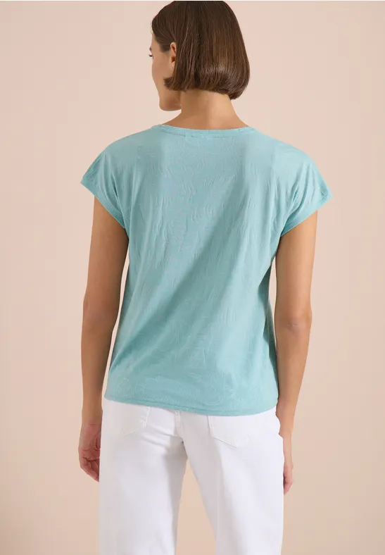 V-Ausschnitt T-Shirt mit Ausbrennermuster