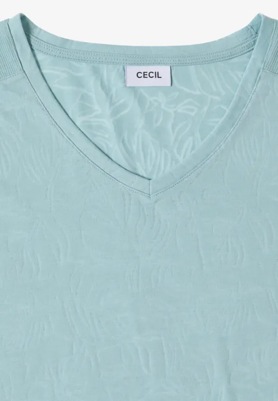 V-Ausschnitt T-Shirt mit Ausbrennermuster