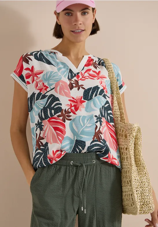 Blouson mit tropischem Print-Mix