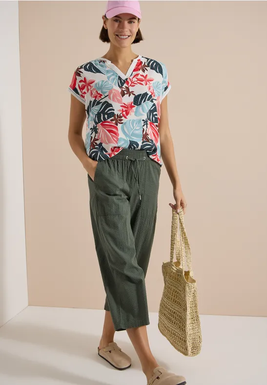 Blouson mit tropischem Print-Mix
