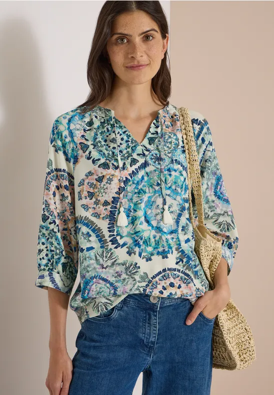 Bedruckte Viscose-Tunika-Bluse