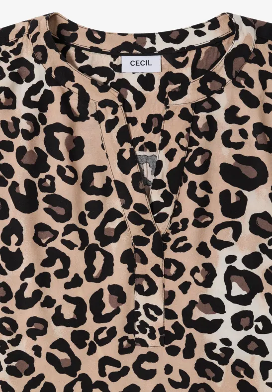 Kurzarmbluse mit Leoparden-Print