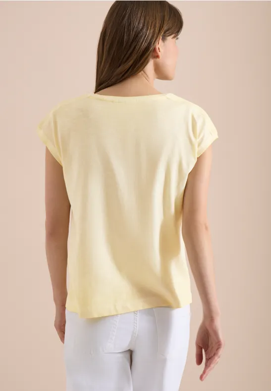 Slub-Jersey T-Shirt mit U-Boot-Ausschnitt