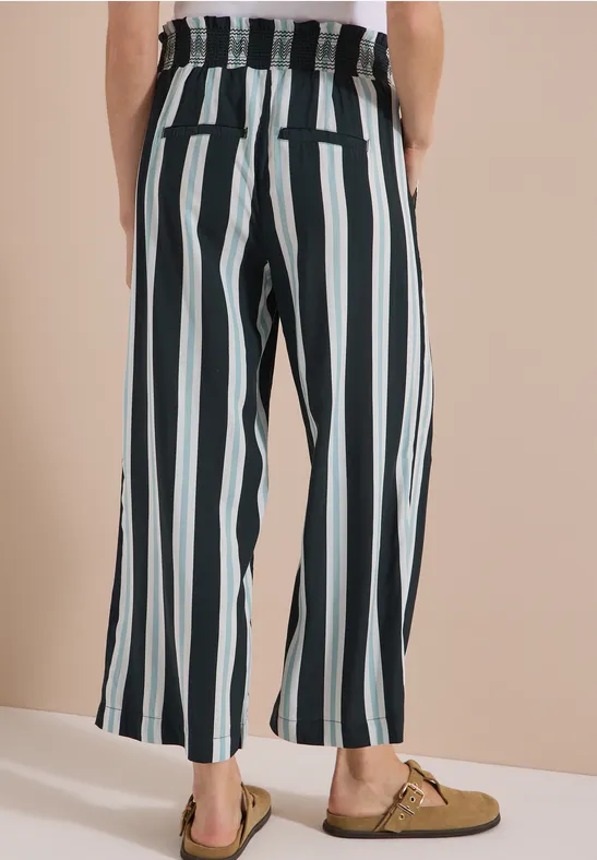 Gestreifte High-Waist Wide-Leg Culotte