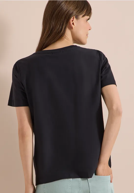 T-Shirt mit besticktem Saum