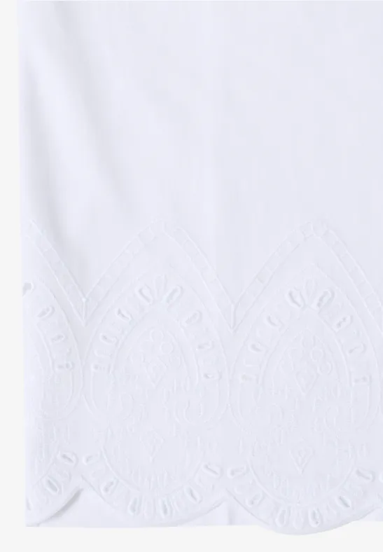 Baumwoll-Shirt mit Lochstickerei-Saum