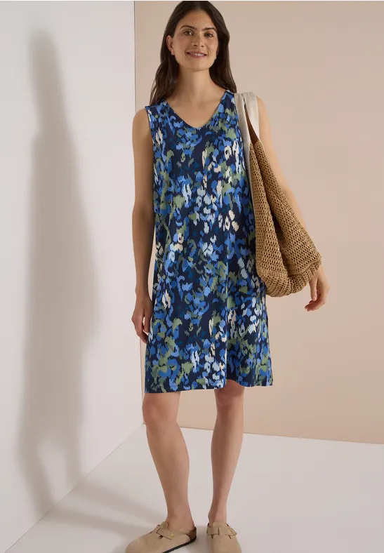 Ärmelloses Jerseykleid mit abstraktem Print