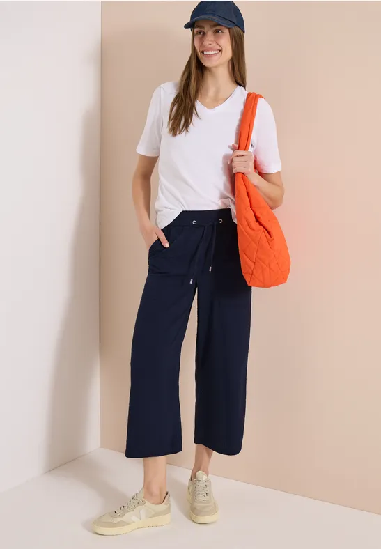 Lockere Seersucker-Culotte