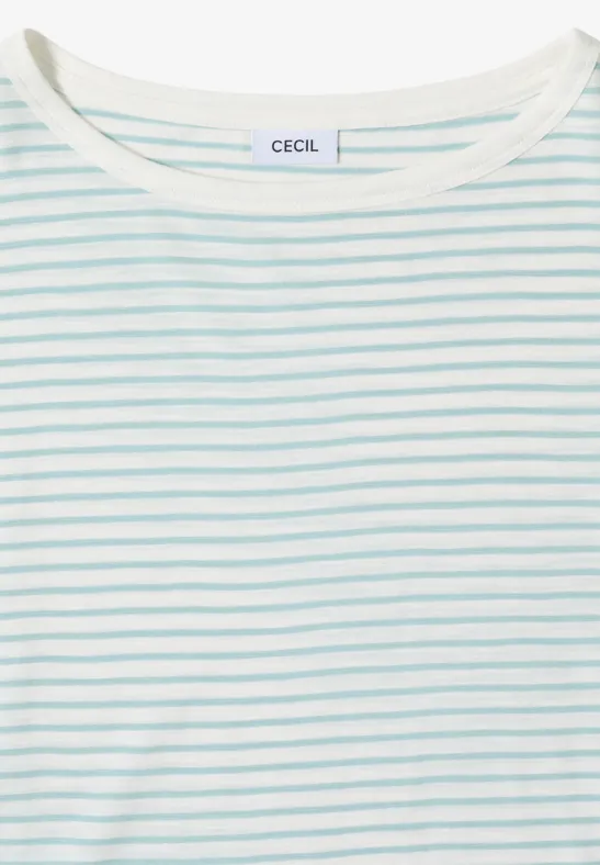 Gestreiftes T-Shirt mit U-Boot-Ausschnitt