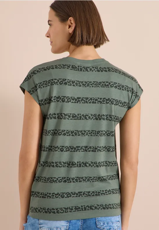 T-Shirt mit Rundhalsausschnitt und Leo-Streifen