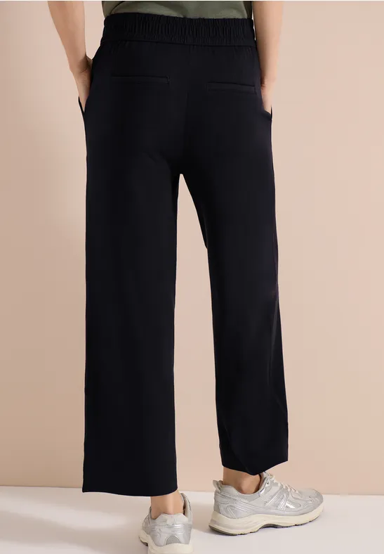 High-Waist Jerseyhose mit weitem Bein