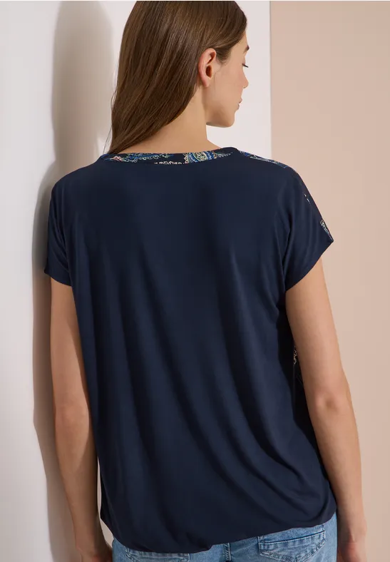 Paisley-Bluse mit Split-Neck