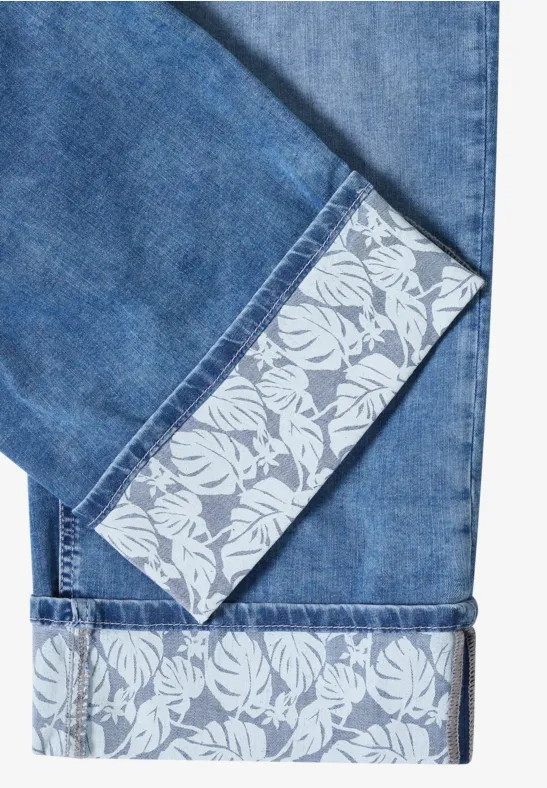 Weite 7/8-Hose mit Muster-Umschlag