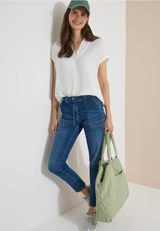 Straight Leg Jeans mit Tunnelzug