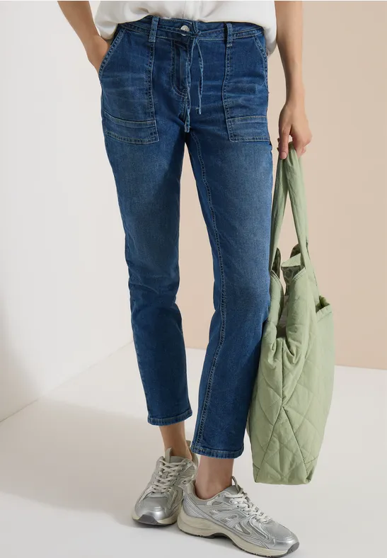 Straight Leg Jeans mit Tunnelzug